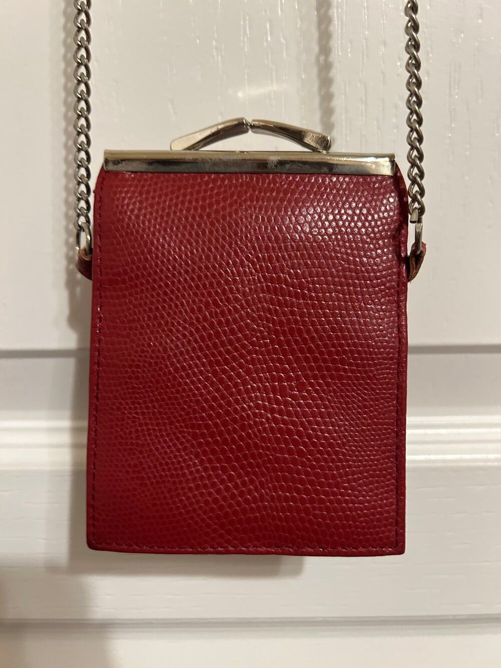 Vintage 80s Diamicci Red Genuine Leather Crossbody Bag Purse